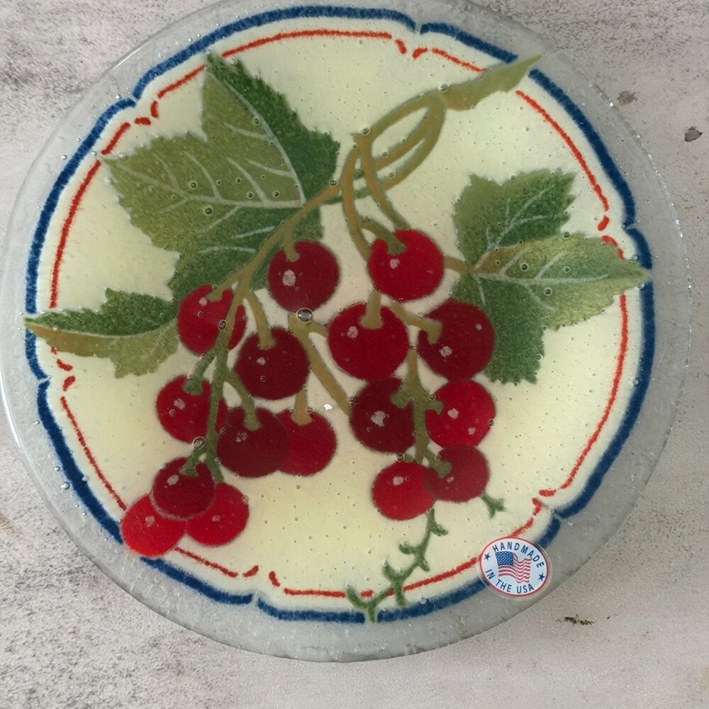 NWT Villeroy & Boch Cottage Glass Elderberry Fused Glass 7" Plate Made in USA